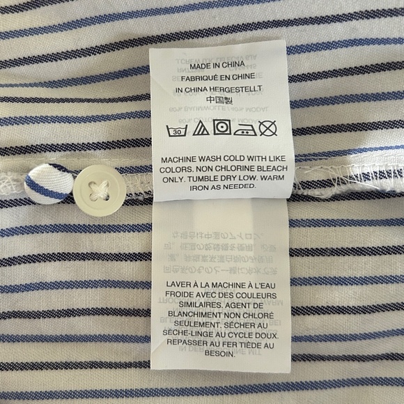 Madewell Wrap Blouse Striped Blue and White with Bow and Buttons Size XS - Picture 15 of 15